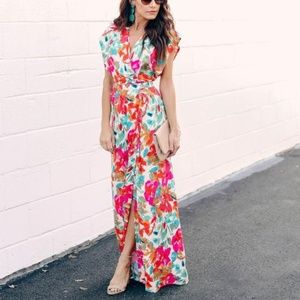 maxi floral wrap dress VICI size M ON HOLD
